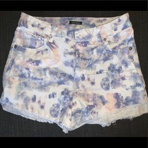 Pink and blue pastel tie dye shorts